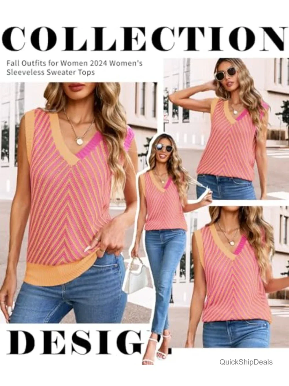 Sleeveless Sweater Vest V Neck Knitted Pullover Top